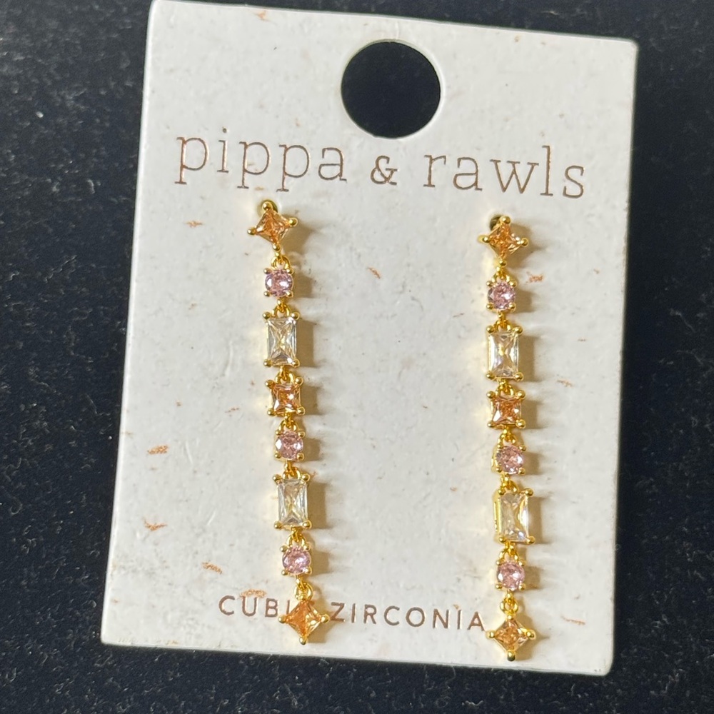 Pippa & Rawls Gold and Pink Cubic Zirconia Earrings - Picture 4 of 7